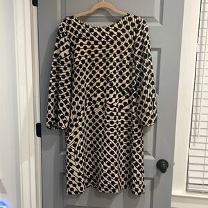 Tahari black and beige polka dot dress